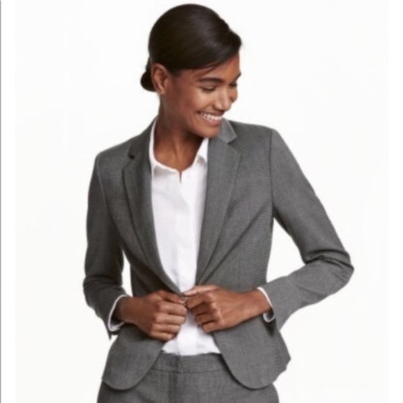 H&M Dark Grey Modern Classic One Button Blazer 4